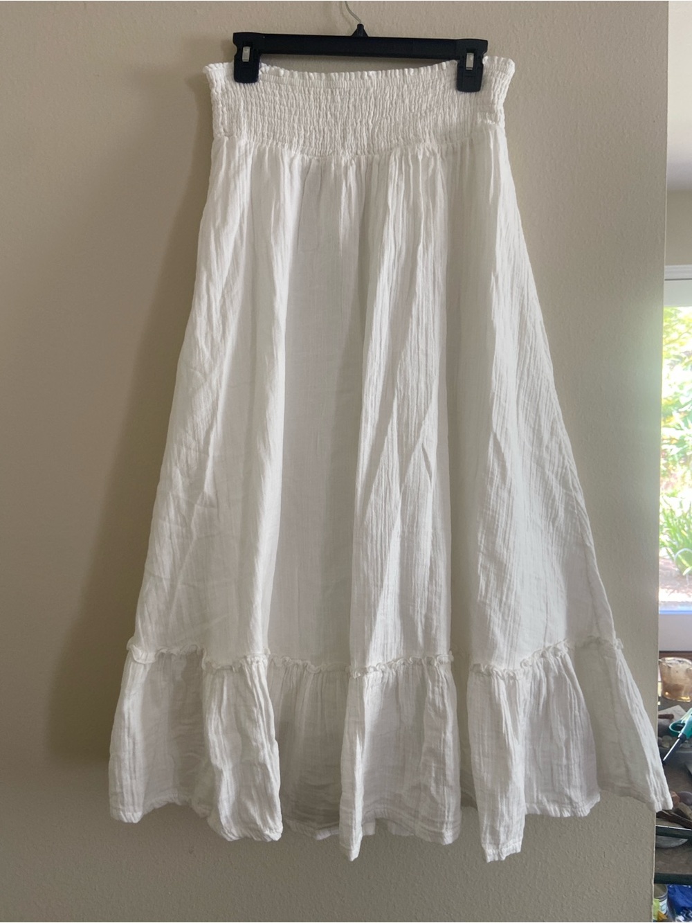 NWT Quince White 100% Organic Cotton Gauze Smocked Maxi Skirt - Picture 2 of 7